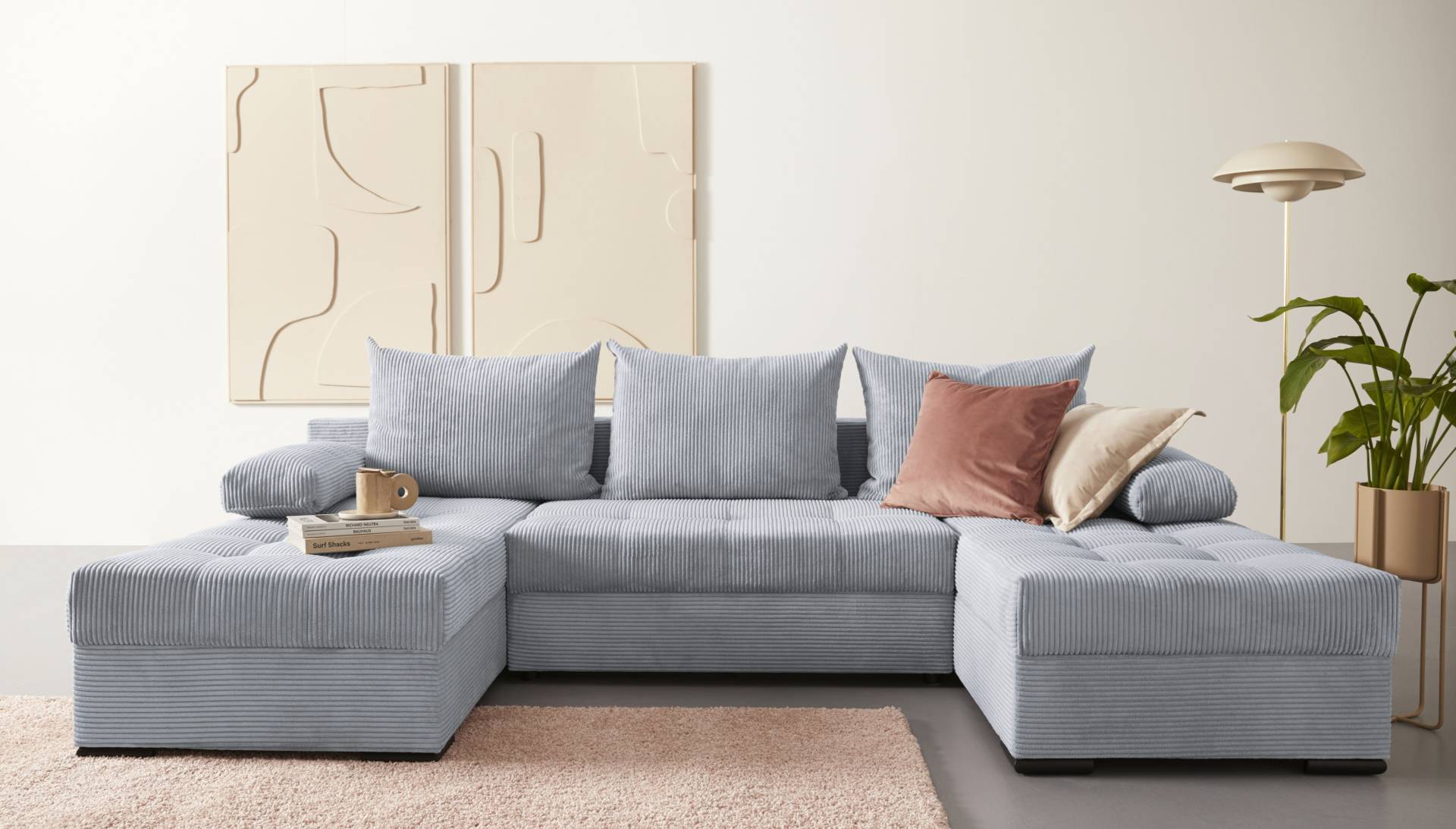 COLLECTION AB Wohnlandschaft »Josy U-Form, Breite 269 cm, Flachgewebe, Struktur, Kunstleder«, (Cord-/Mix), inkl. Bettfunktion, Bettkasten, mit 3 gleich grossen Rückenkissen COLLECTION AB Wohnlandschaft »Josy U-Form, Breite 269 cm, Flachgewebe, Struktur, Kunstleder«, (Cord-/Mix), inkl. Bettfunktion, Bettkasten, mit 3 gleich grossen Rückenkissen von COLLECTION AB