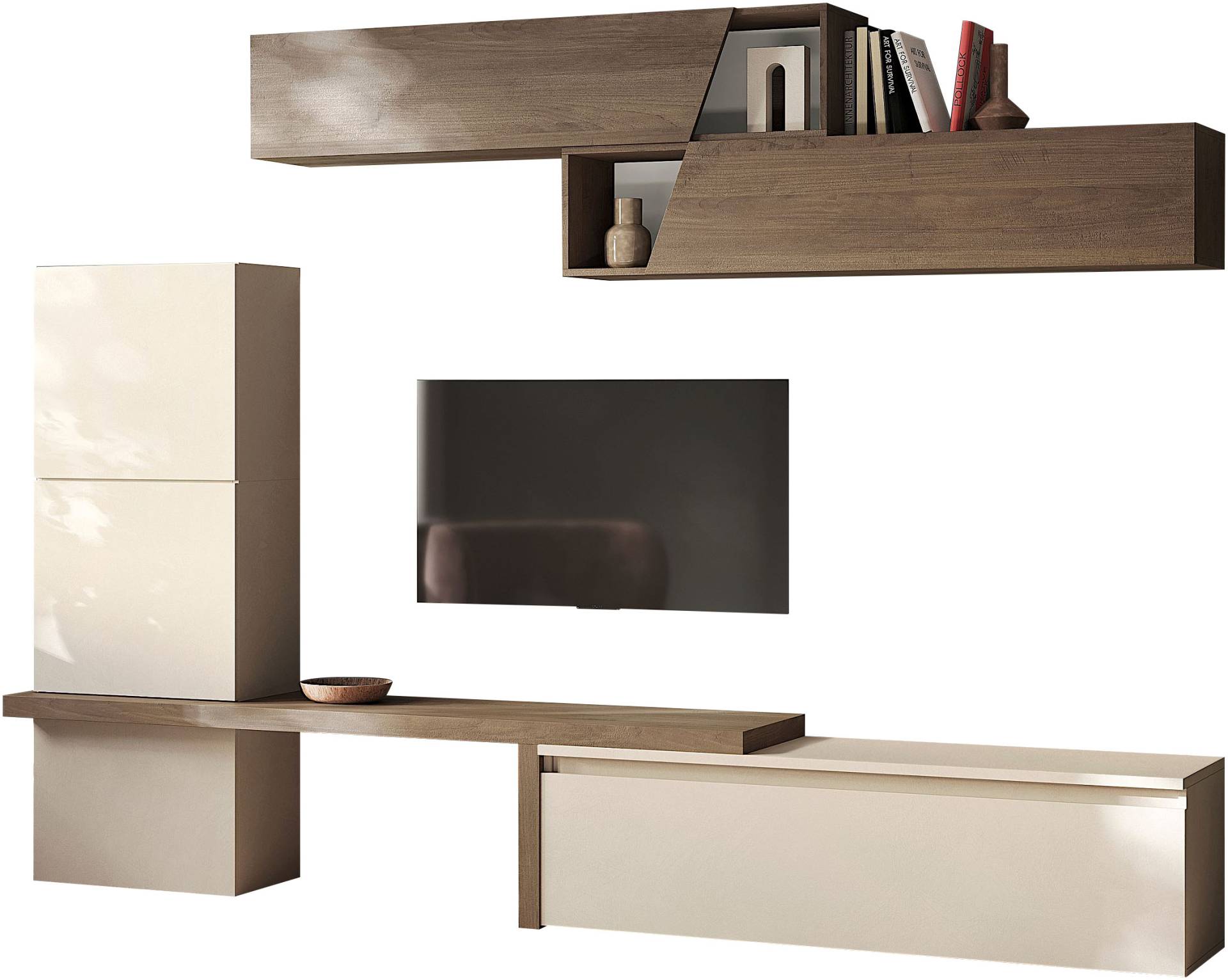 INOSIGN Wohnwand »INFINITY, 7tlg. Breite 280 cm, moderne Mediawand (Lowboard,«, (7 St.), T-Boden, 2x Hängewürfel, Würfel-Element, 2 Hängeschrank) von INOSIGN