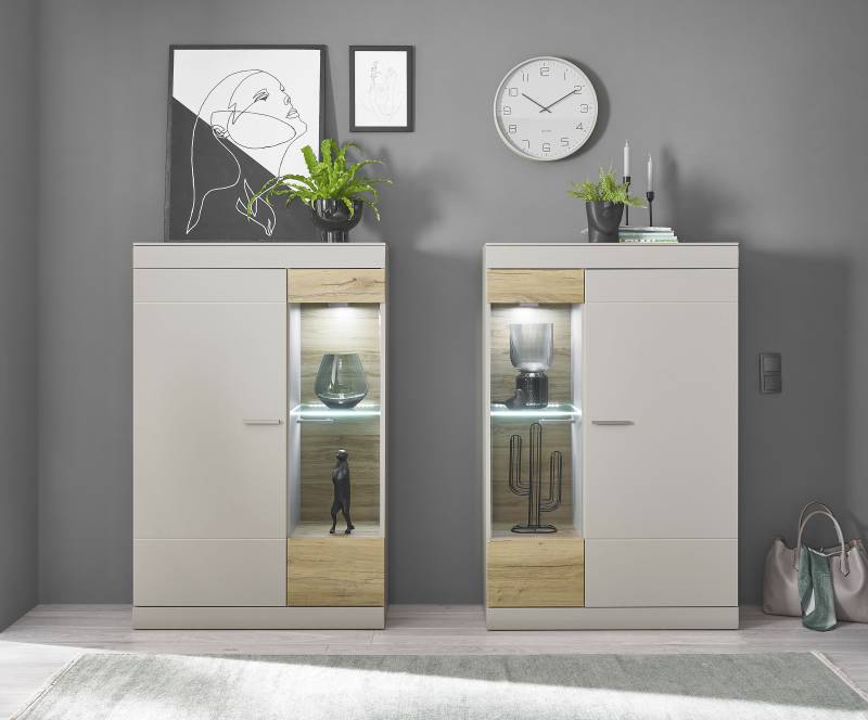 INOSIGN Wohnwand »SCARA«, (2 St.), trendige Farbe mit Applikation Zinneiche Dekor, mit Softclose-Funktion von INOSIGN