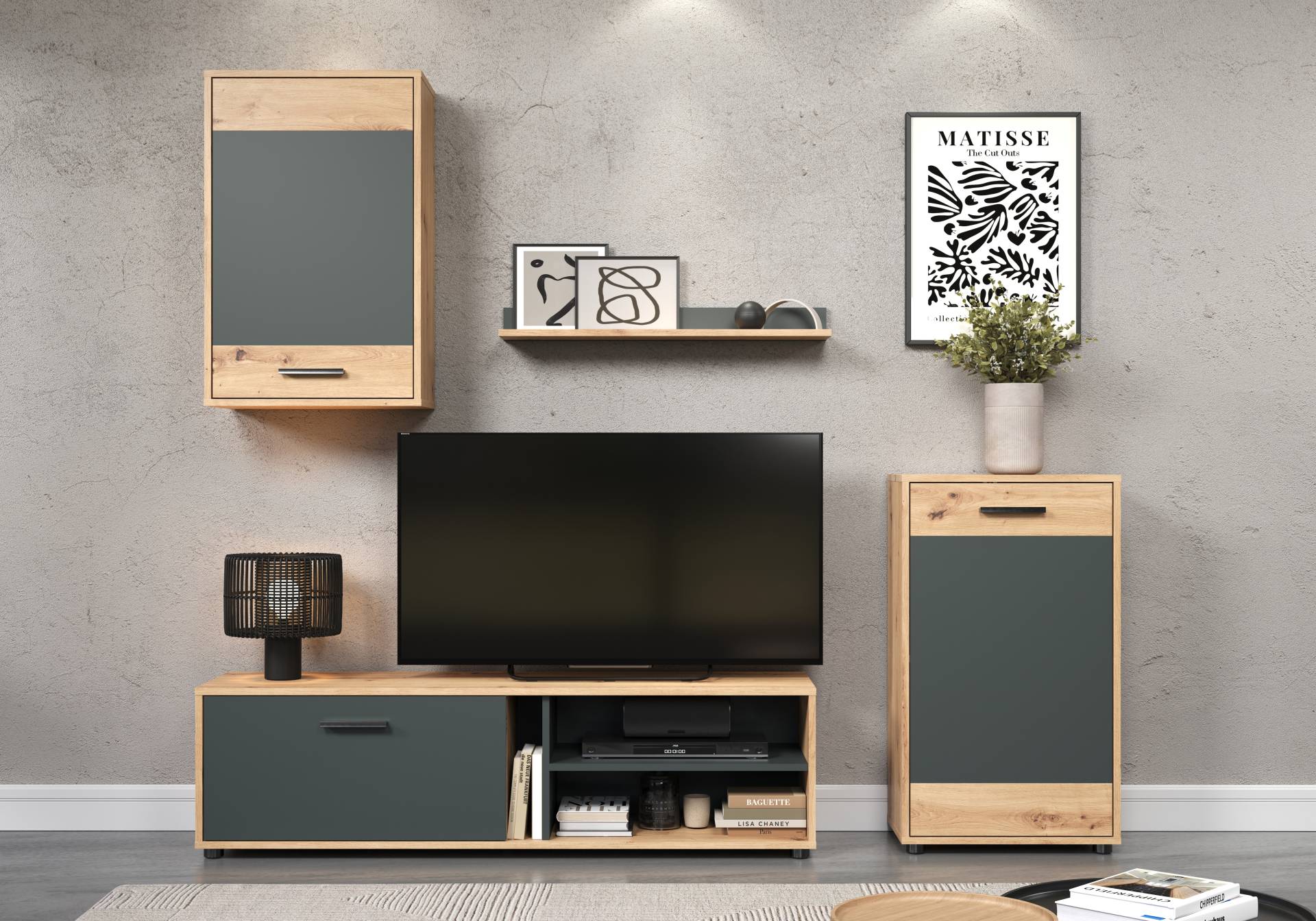 INOSIGN Wohnwand »Valetta«, (Komplett-Set, 4 St.), inkl. Lowboard, Hängeschrank, Wandboard und Highboard von INOSIGN