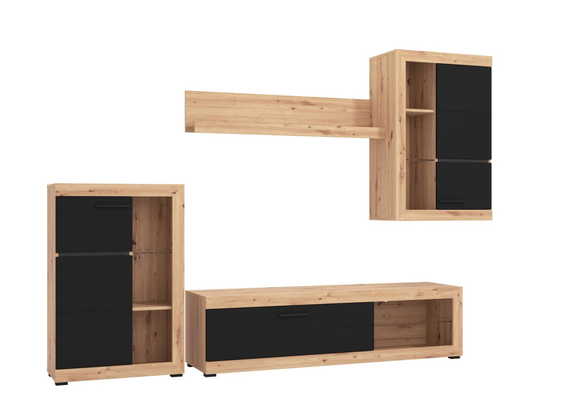 INOSIGN Wohnzimmer-Set »Rosso Wohnwand, Mediawand, Anbauwand, für TV bis 60', Breite 267 cm«, (Komplett-Set, 4 St., 4-st), Set besteht aus Highboard, TV-board, Wandregal und Hängeschrank von INOSIGN