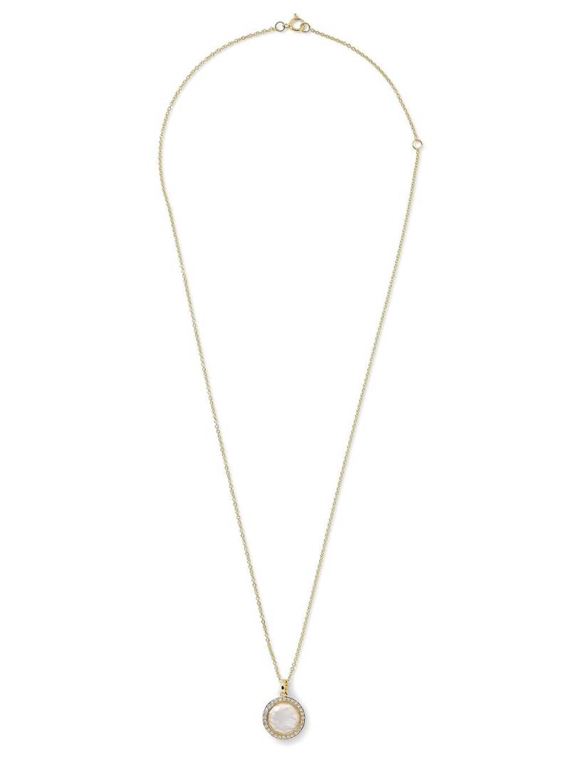 IPPOLITA 18kt yellow gold mini Lollipop mother-of-pear, diamond and clear quartz pendant necklace von IPPOLITA