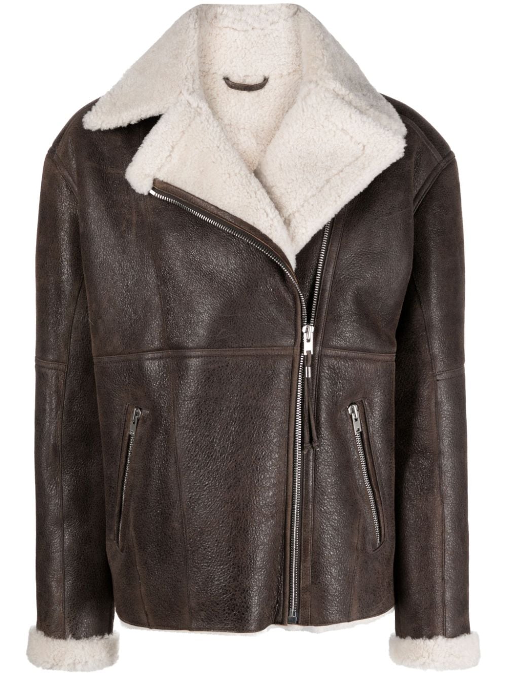 IRO Vicoe oversized-collar shearling jacket - Brown von IRO