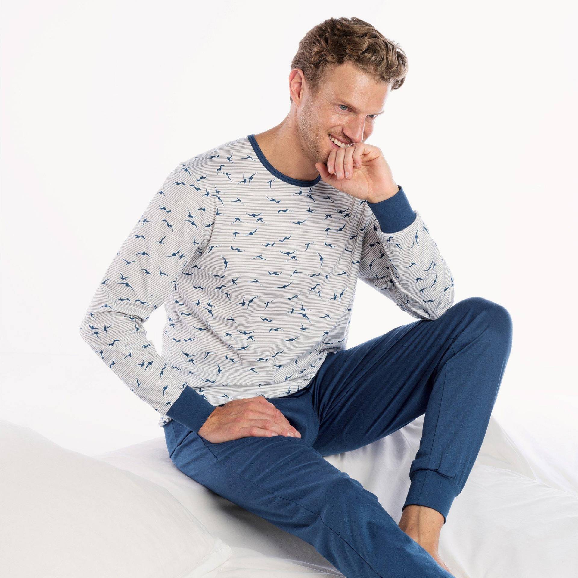 Pyjama Herren Blau/Schwarz XL von ISA bodywear