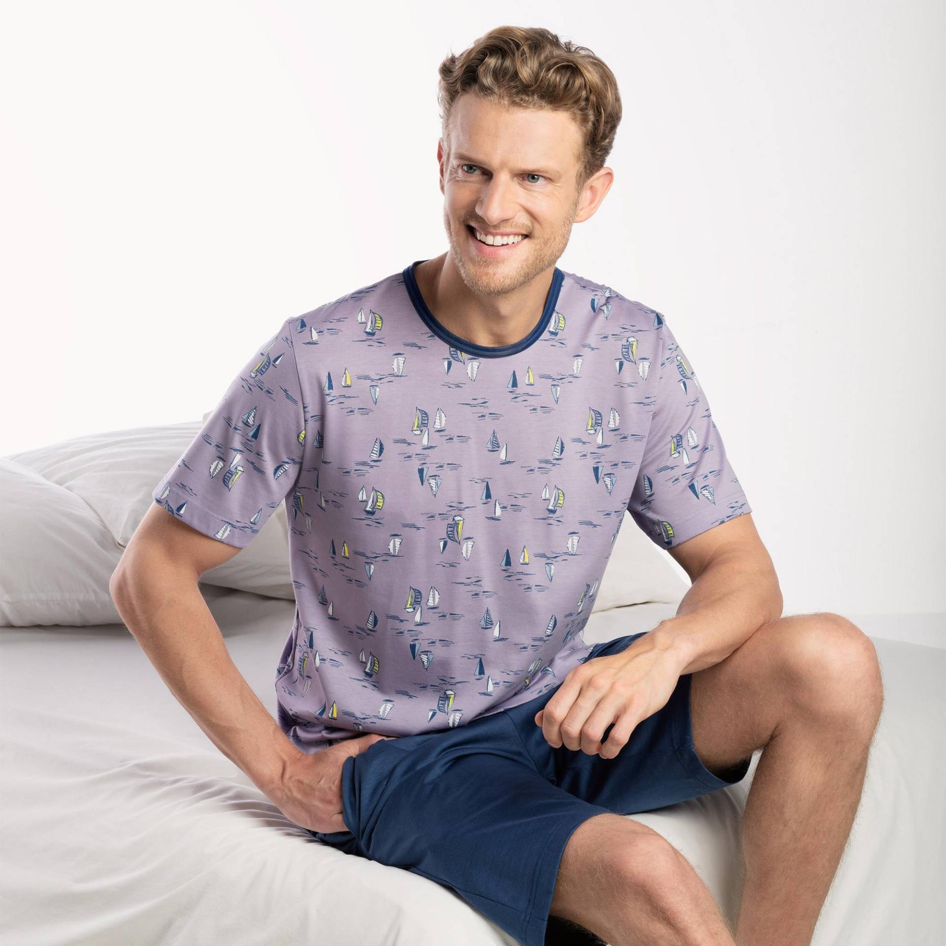 Pyjama Set, Kurz Herren Violett  M von ISA bodywear