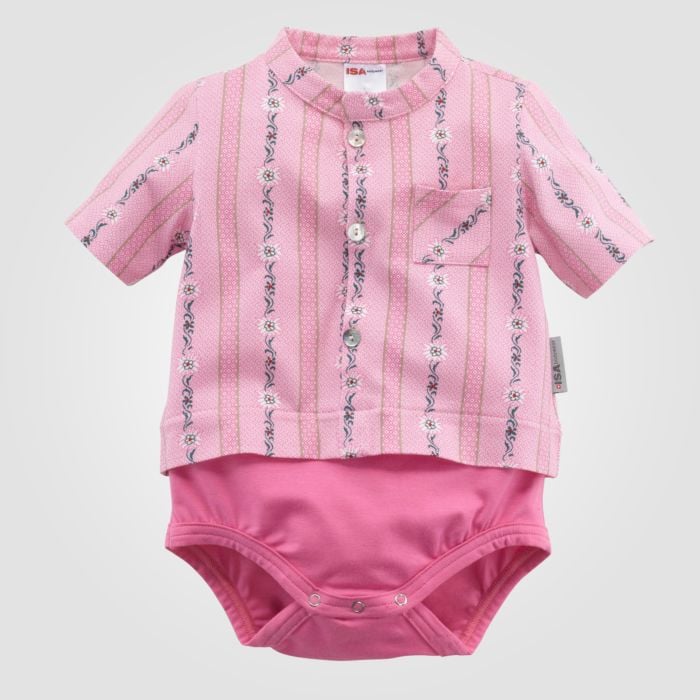 ISA Baby Body Edelweiss mit Brusttasche, rosa, 62/68 von ISA