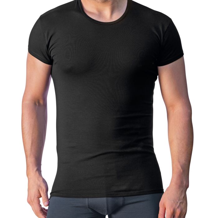 ISA Herren T-Shirt mit Elasthan, schwarz von ISA