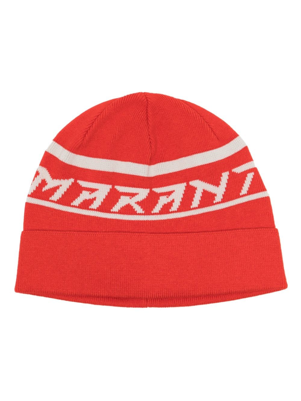 ISABEL MARANT Cliff intarsia-knit logo beanie - Red von ISABEL MARANT