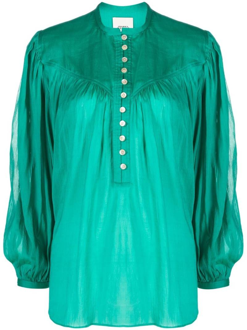 ISABEL MARANT Kiledia puff-sleeve buttoned blouse - Green von ISABEL MARANT