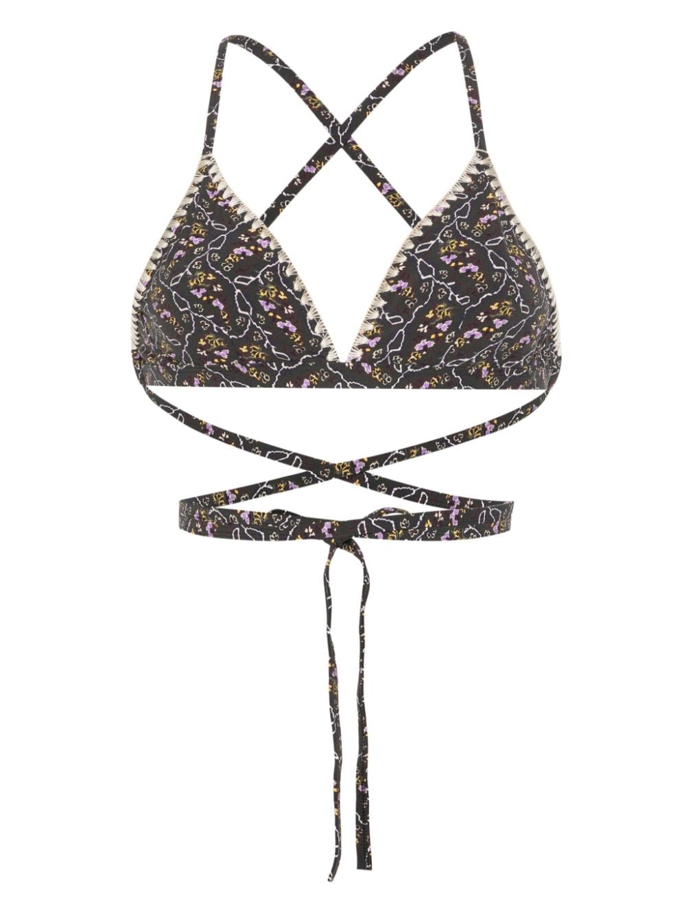 ISABEL MARANT Solange floral-print bikini top - Black von ISABEL MARANT