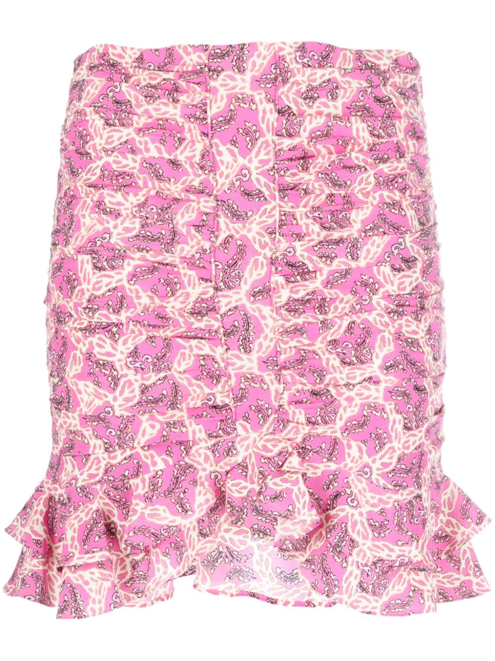 ISABEL MARANT Milendi abstract-print ruched miniskirt - Pink von ISABEL MARANT