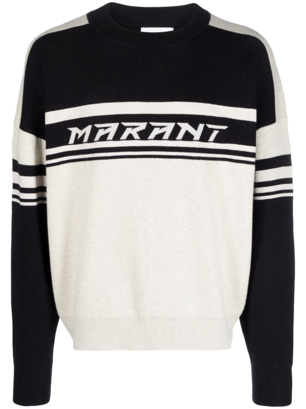 MARANT intarsia knit-logo stripe-detail jumper - Black von MARANT