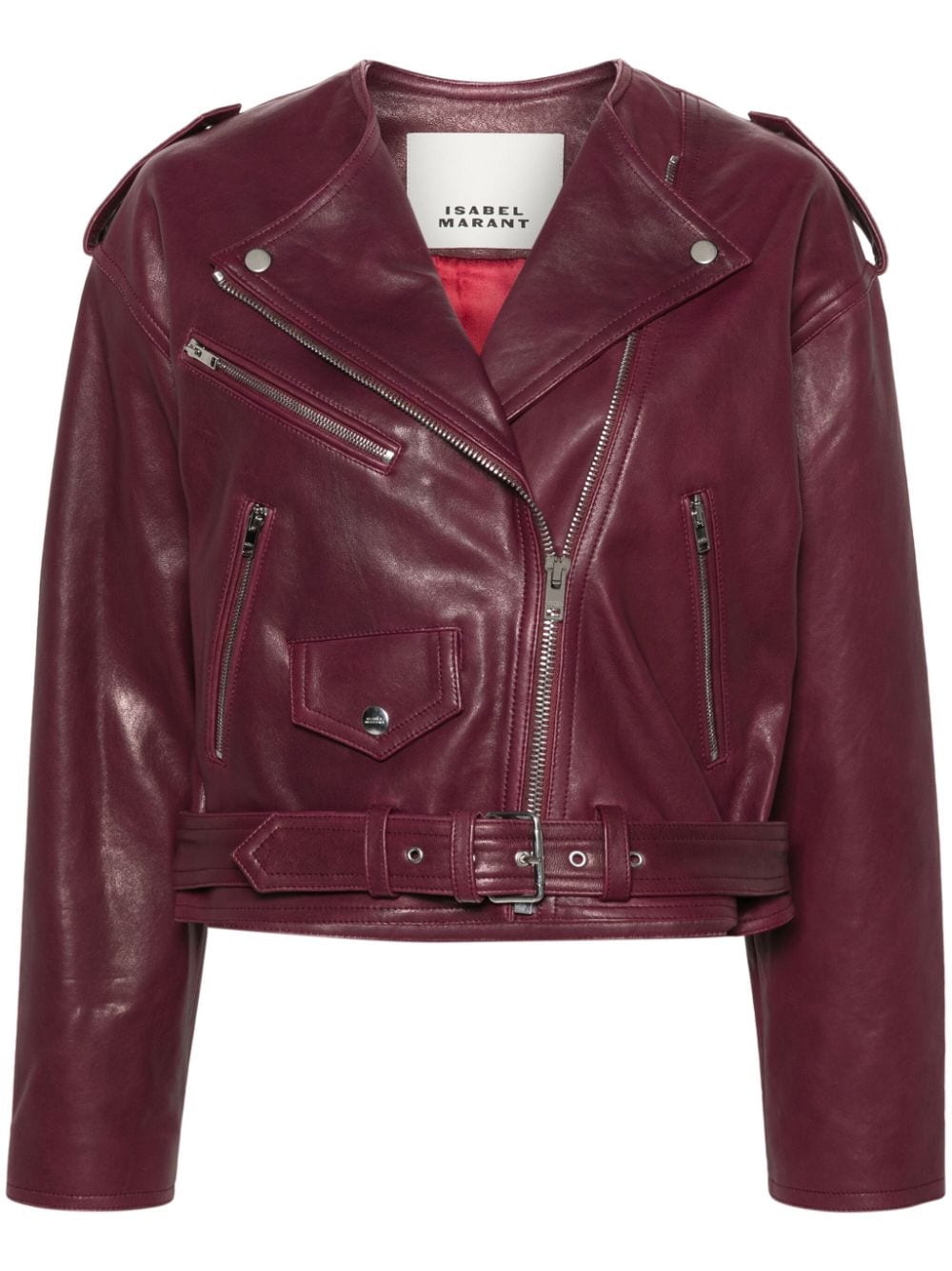 ISABEL MARANT leather cropped biker jacket - Purple von ISABEL MARANT