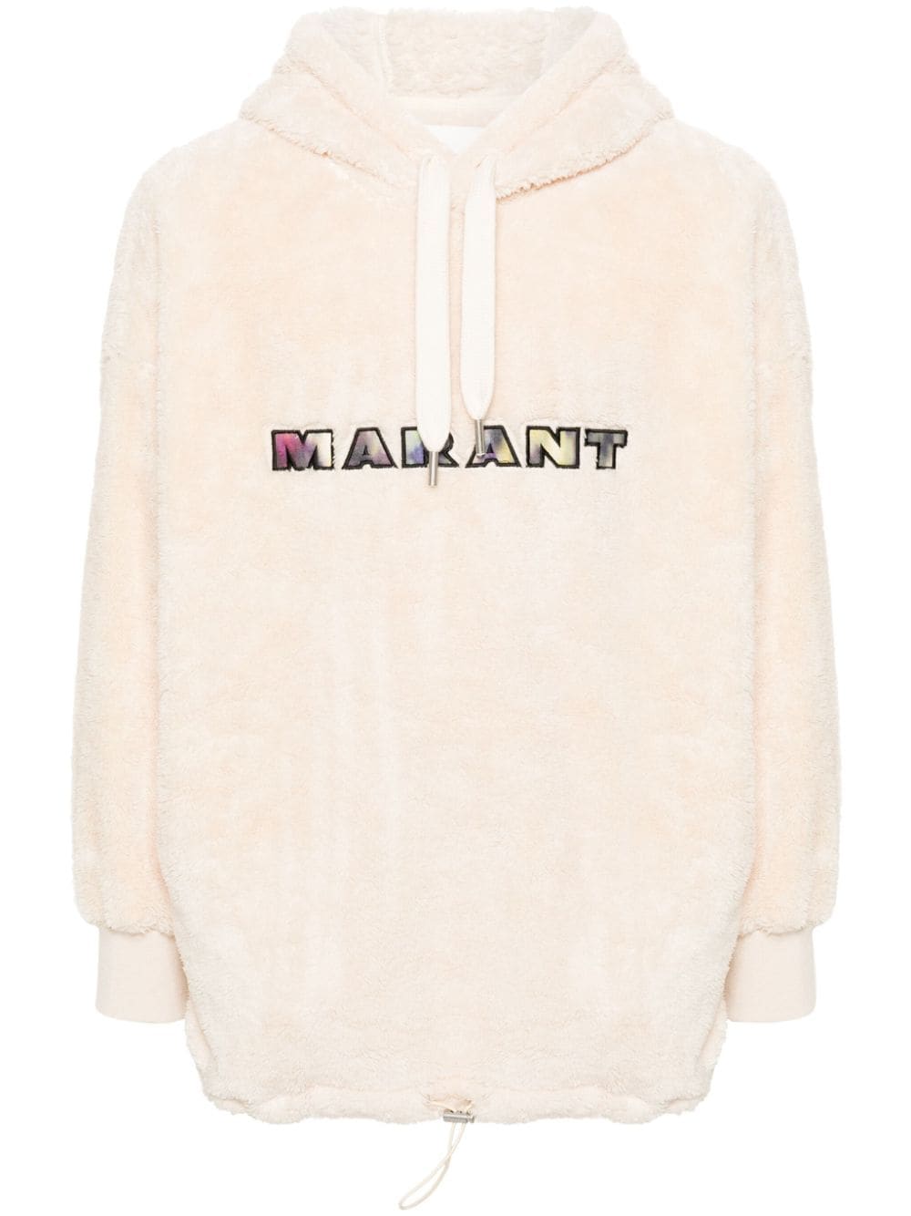 MARANT logo-applique fleece hoodie - Neutrals von MARANT