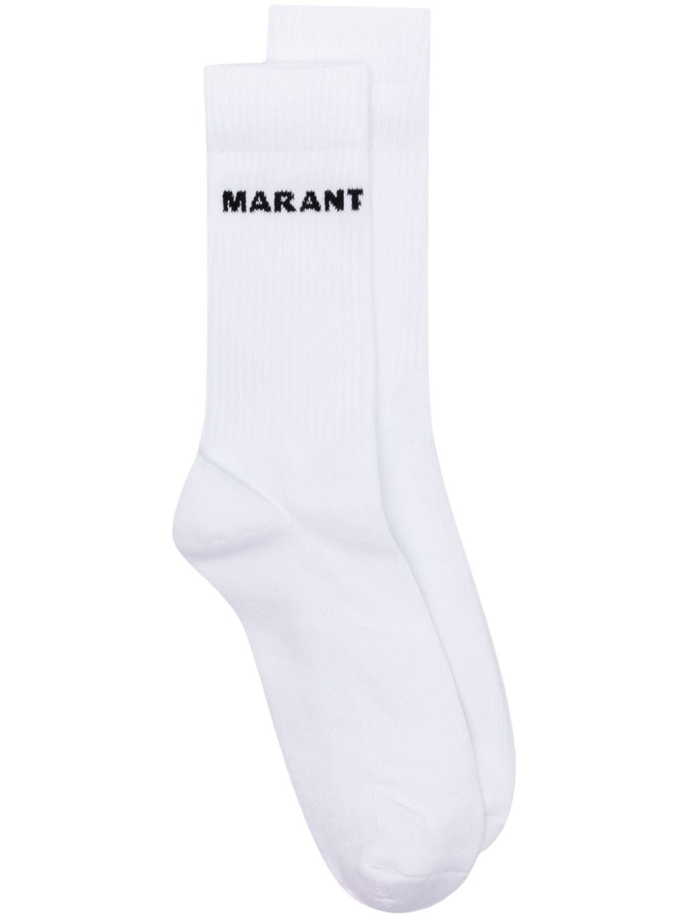 ISABEL MARANT logo-jacquard calf-high socks - White von ISABEL MARANT