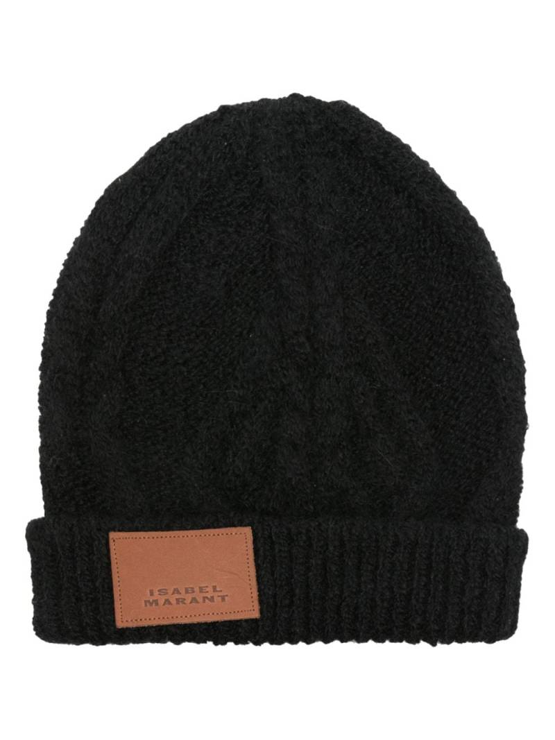 ISABEL MARANT logo-patch chunky-knit beanie - Black von ISABEL MARANT