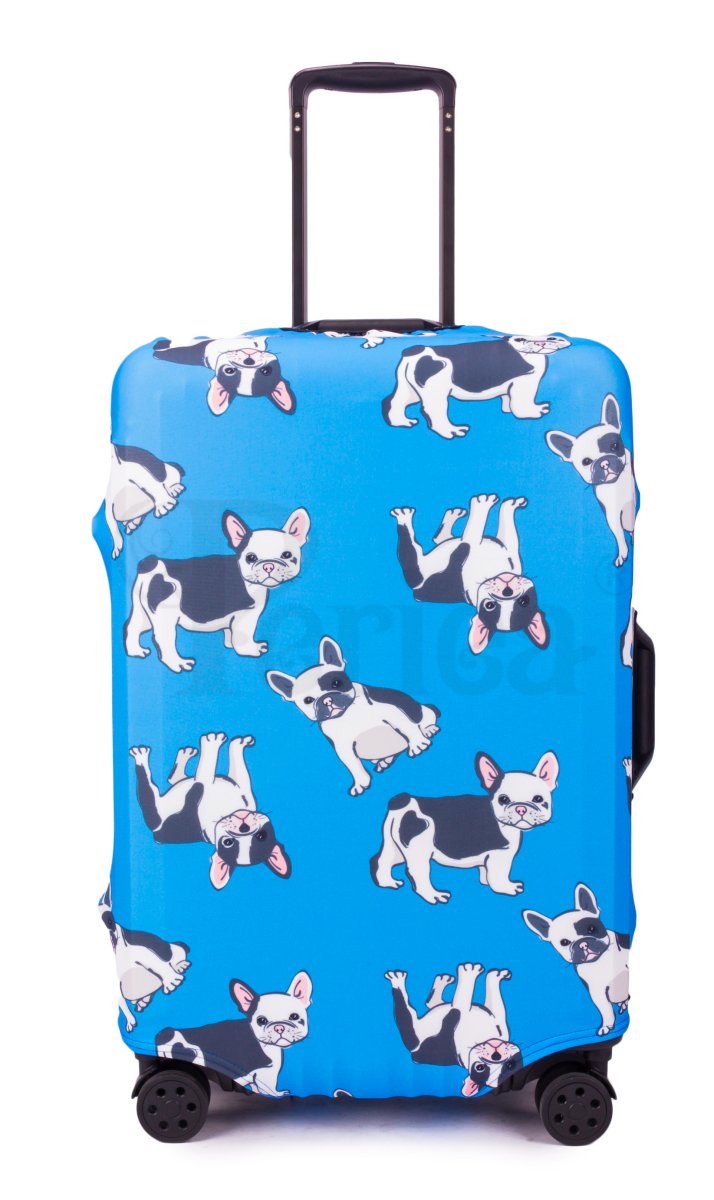 Kofferüberzug Blue with Dogs Klein (45-50 cm) von ISDA