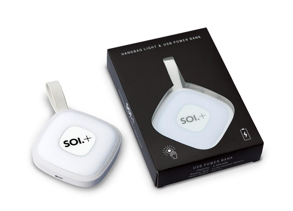 SOI+ Handtaschenlicht mit USB-Powerbank in weiss von ISDA