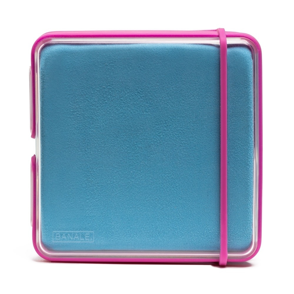 Weiches Mikrofasertuch mit Behälter für Sport und Reise - Blau/Pink von ISDA