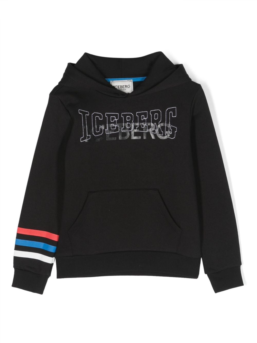 Iceberg Kids logo-print cotton hoodie - Black von Iceberg Kids