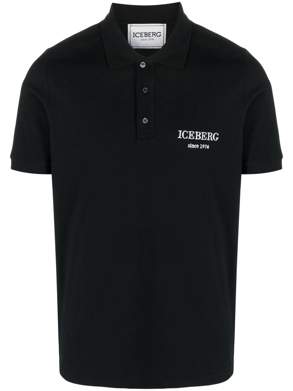 Iceberg logo-embroidered cotton polo shirt - Black von Iceberg