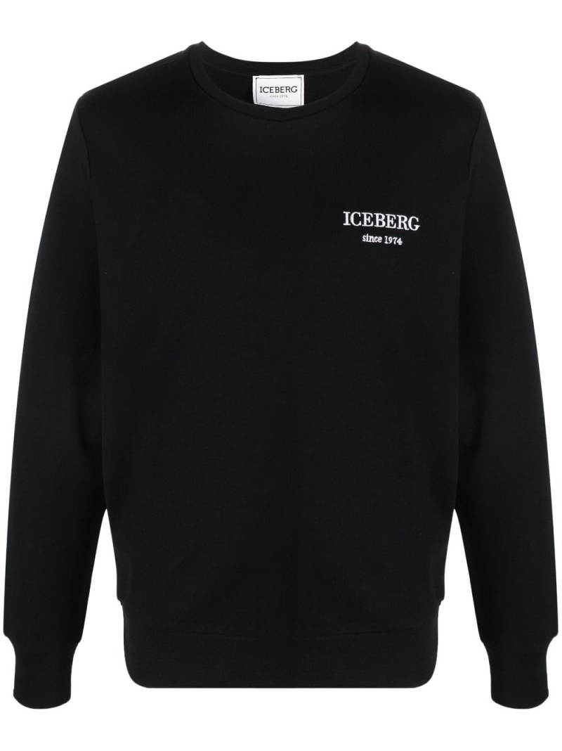 Iceberg logo-embroidered cotton sweatshirt - Black von Iceberg