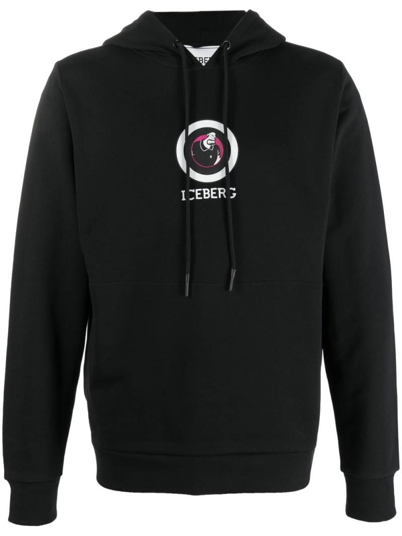 Iceberg logo-print hoodie - Black von Iceberg