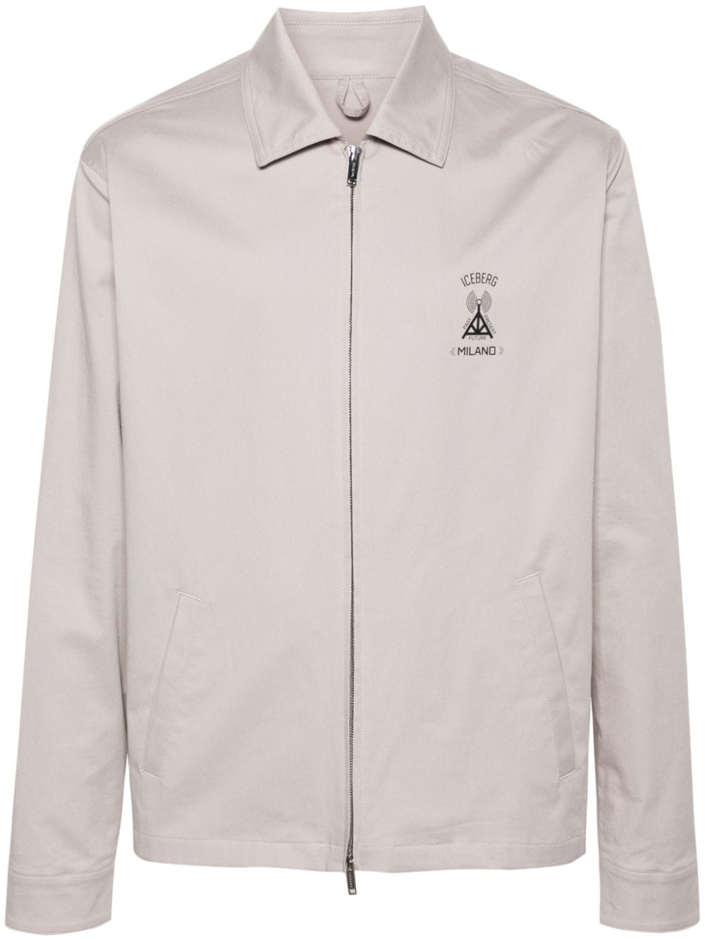 Iceberg zip-up twill shirt jacket - Grey von Iceberg