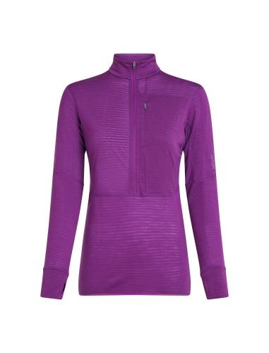 Icebreaker W Mer 200 Realfleece Descender LS Half Z - passion (Grösse: M) von Icebreaker
