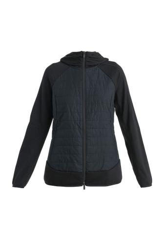 Icebreaker Women Merino Quantum Hybrid LS Zip Hoodie - black (Grösse: L) von Icebreaker
