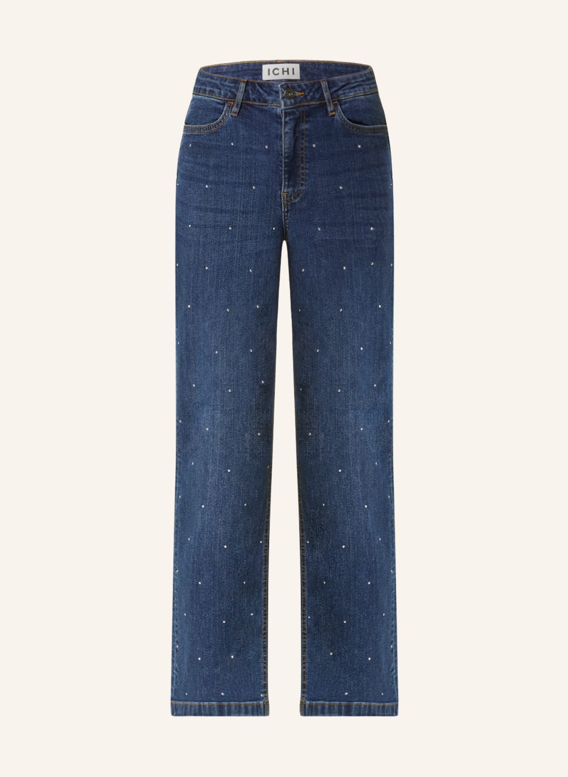 Ichi Straight Jeans Ihjavenny Mit Schmucksteinen blau