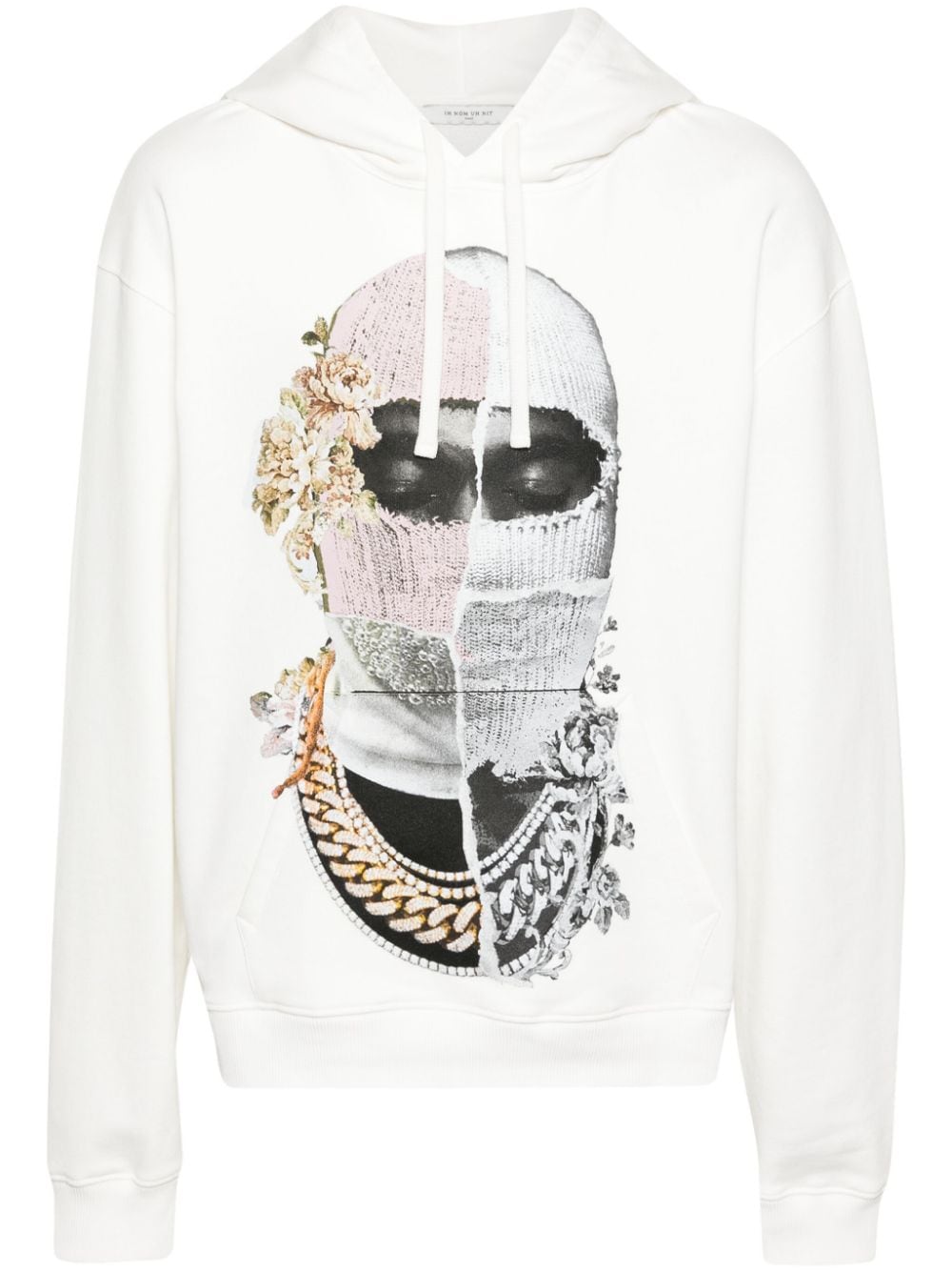 Ih Nom Uh Nit Newspaper Mask cotton hoodie - White von Ih Nom Uh Nit