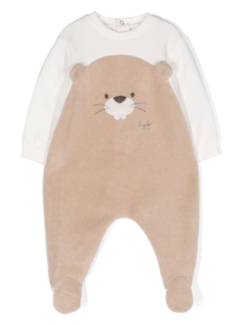 Il Gufo Beaver-motif fleece pajamas - Brown von Il Gufo