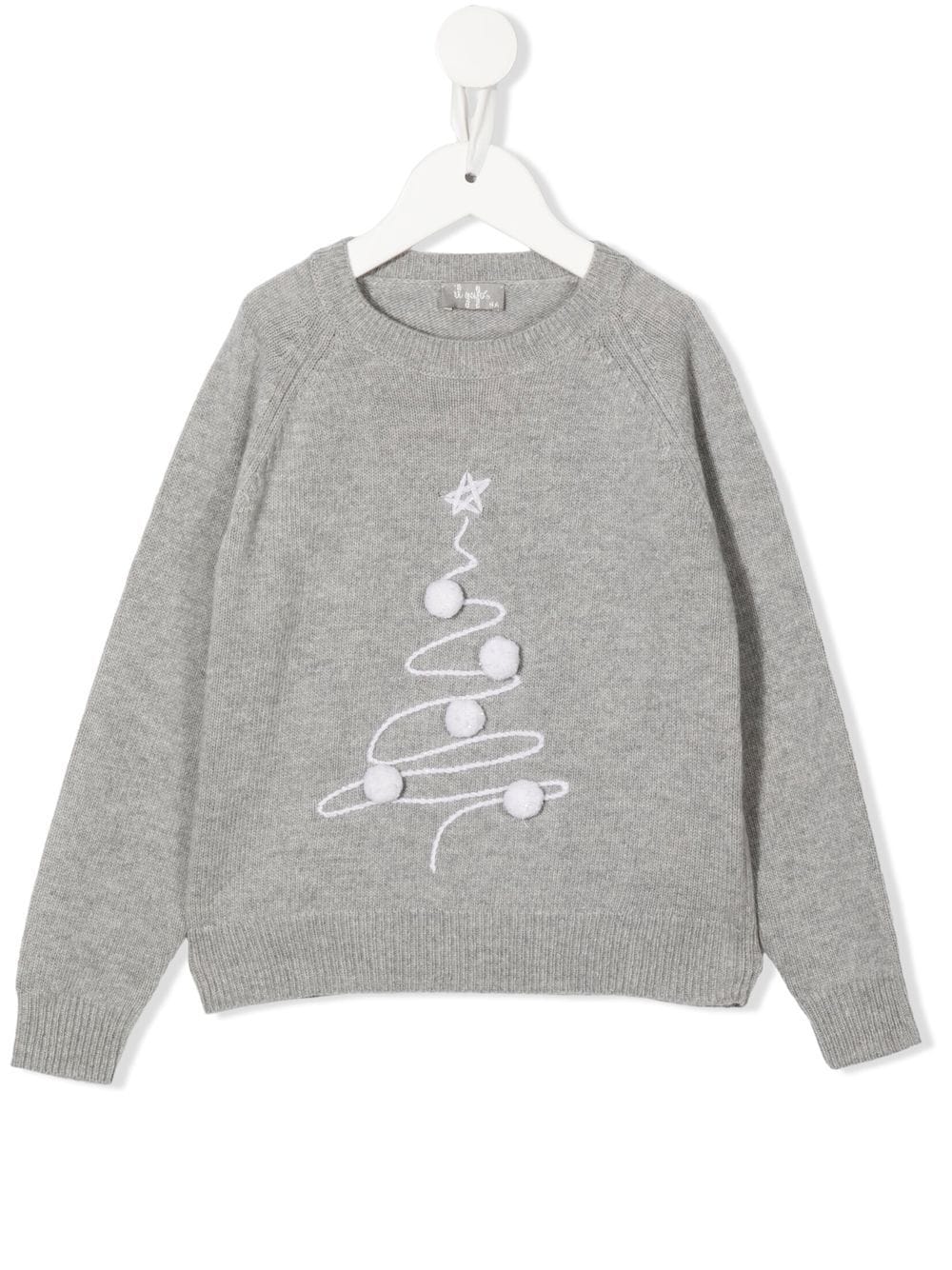 Il Gufo Christmas tree-print crew neck sweater - Grey von Il Gufo