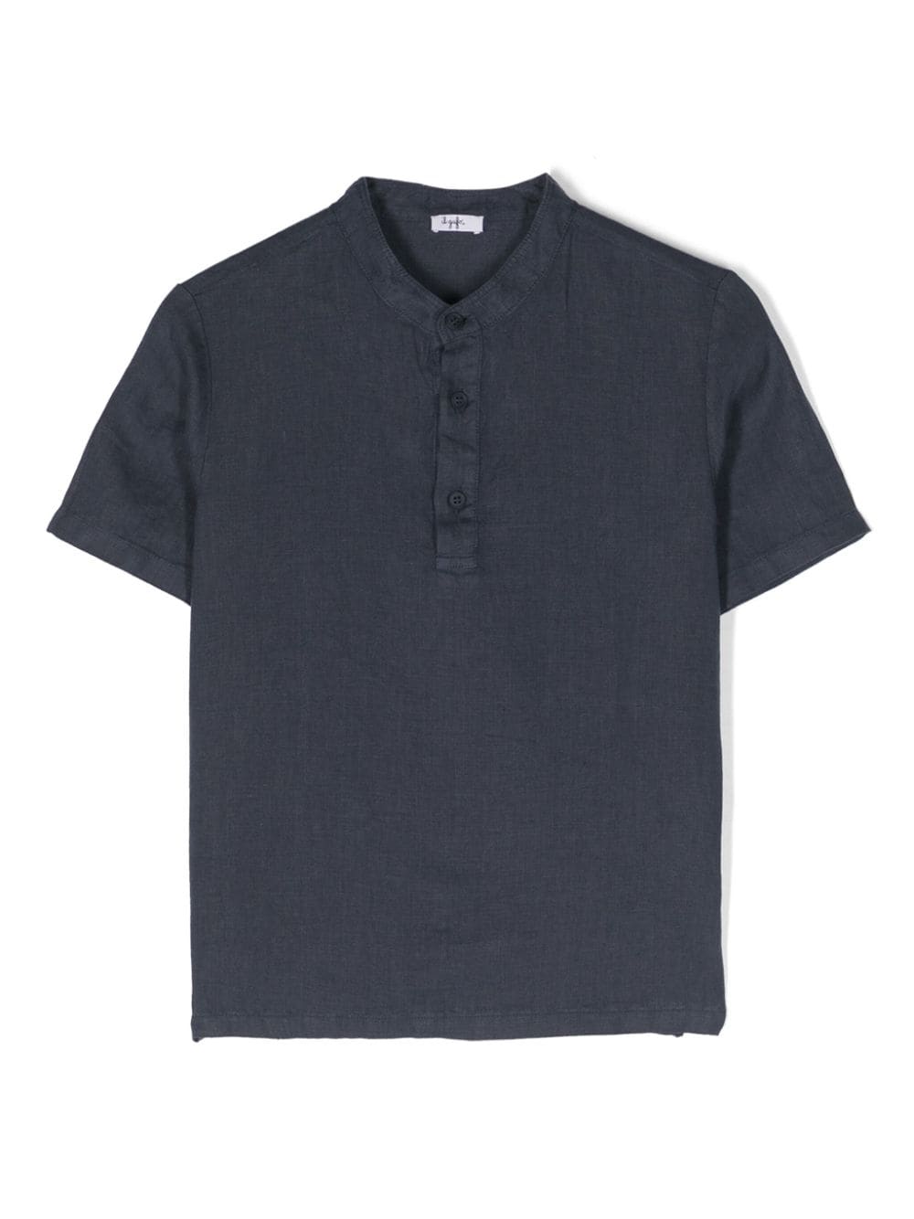 Il Gufo band-collar linen polo shirt - Blue von Il Gufo