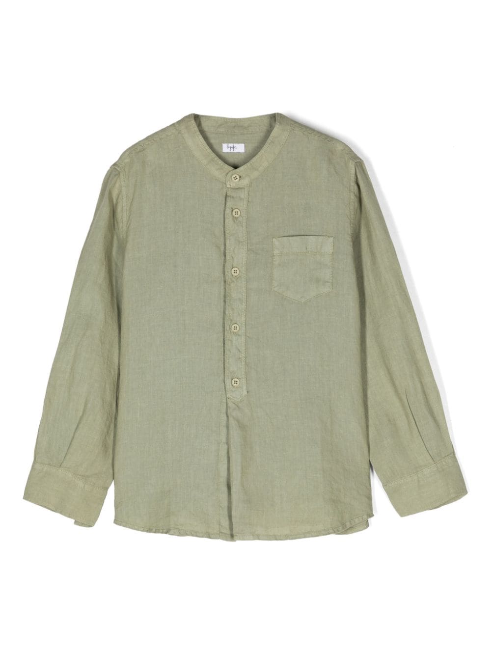 Il Gufo band-collar linen shirt - Green von Il Gufo