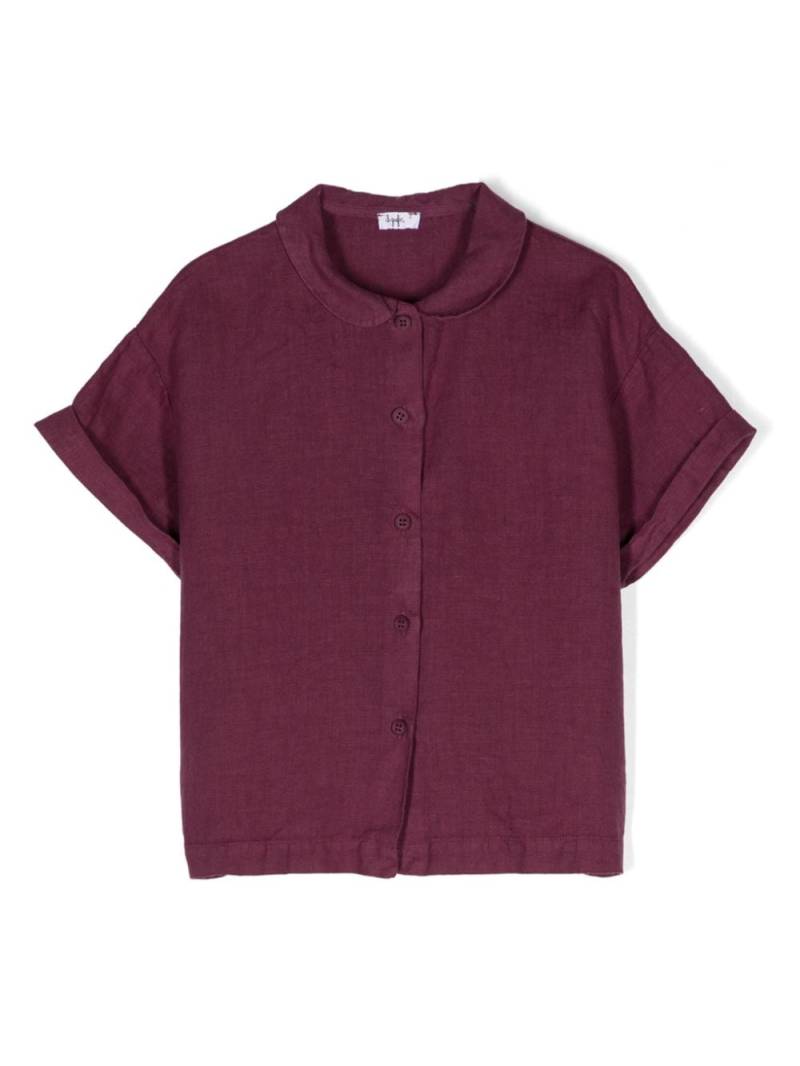 Il Gufo bib-collar linen shirt - Purple von Il Gufo