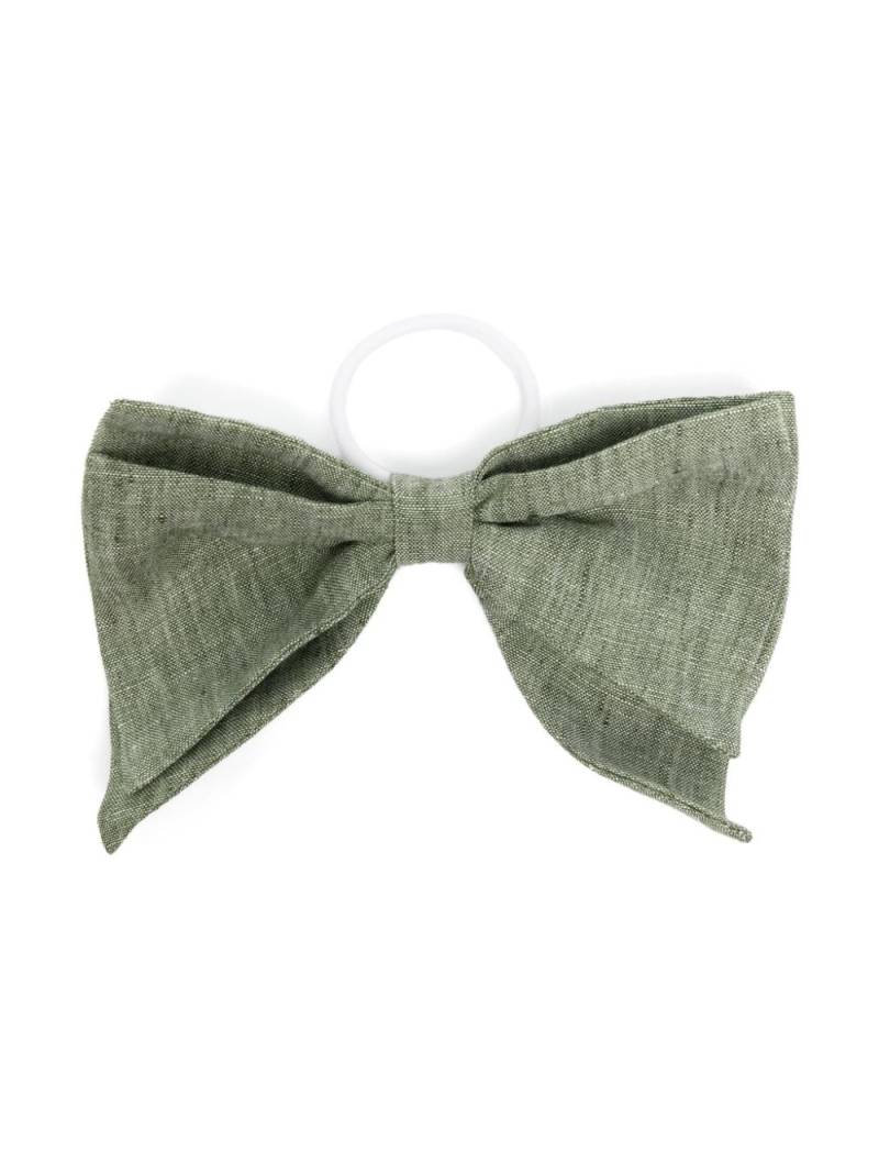 Il Gufo bow-detail linen hair tie - Green von Il Gufo