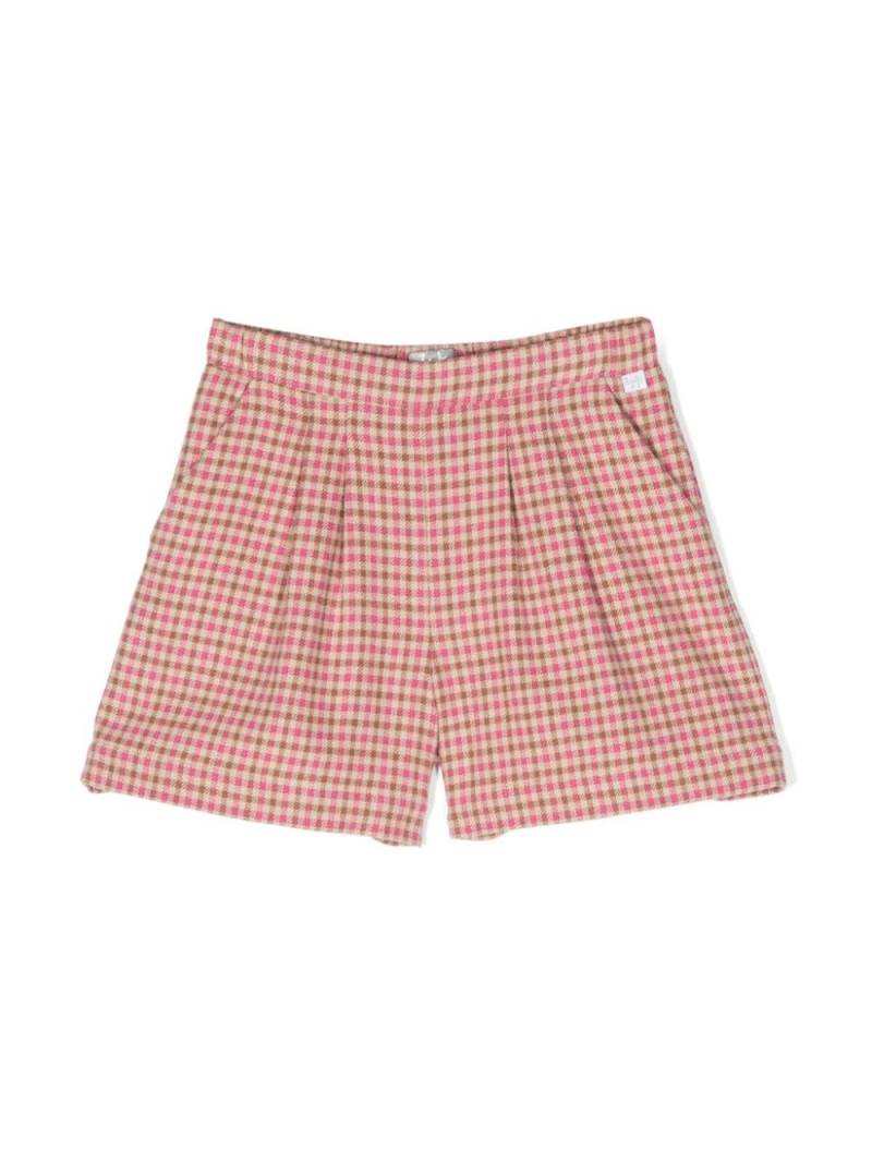 Il Gufo check-print box-pleat shorts - Pink von Il Gufo