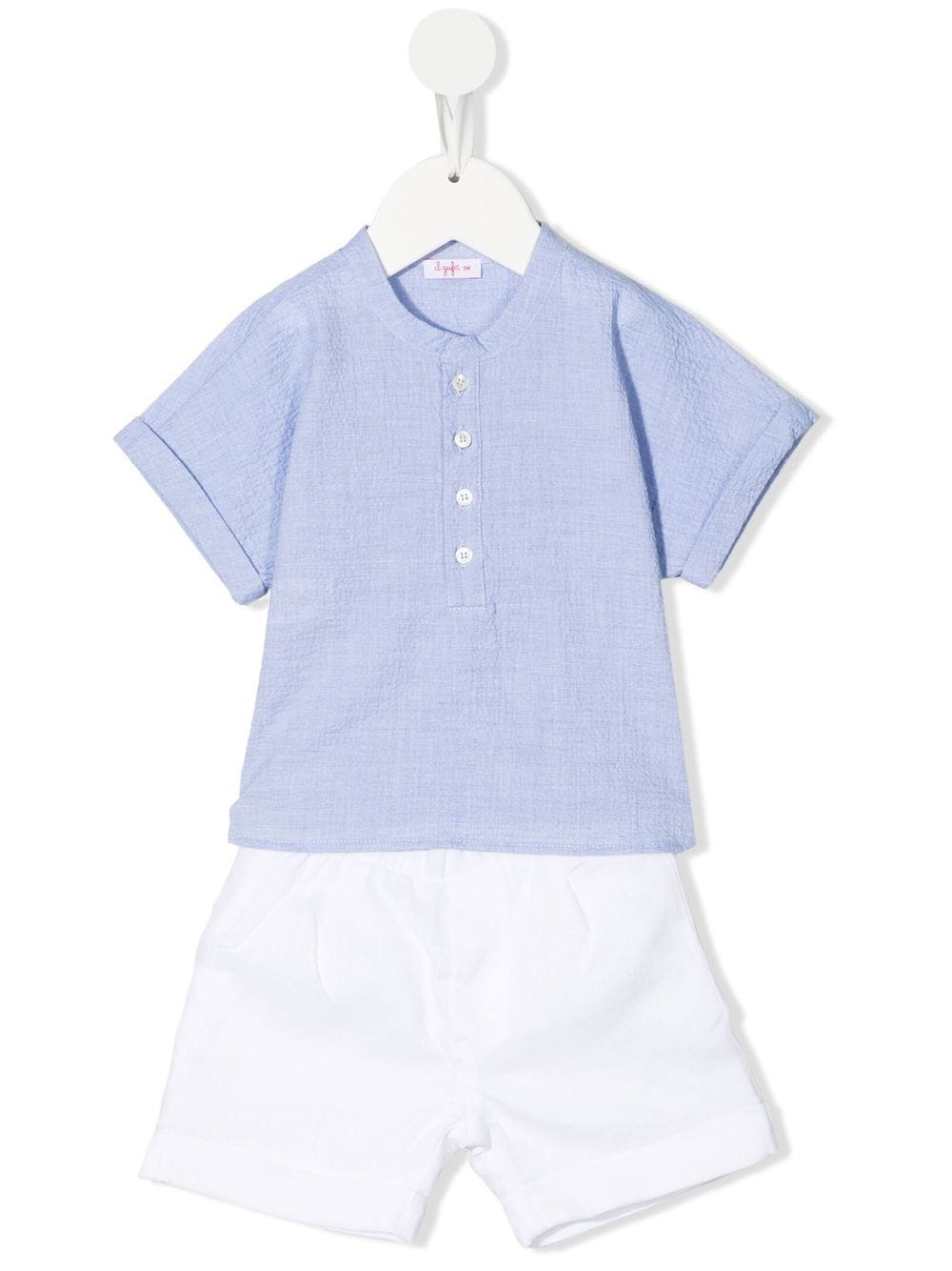 Il Gufo colour-block cotton short set - Blue von Il Gufo