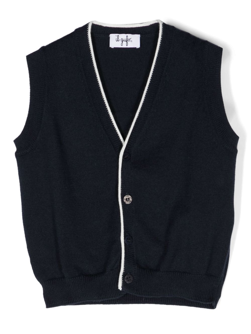 Il Gufo contrasting-trim ribbed-knit vest - Blue von Il Gufo