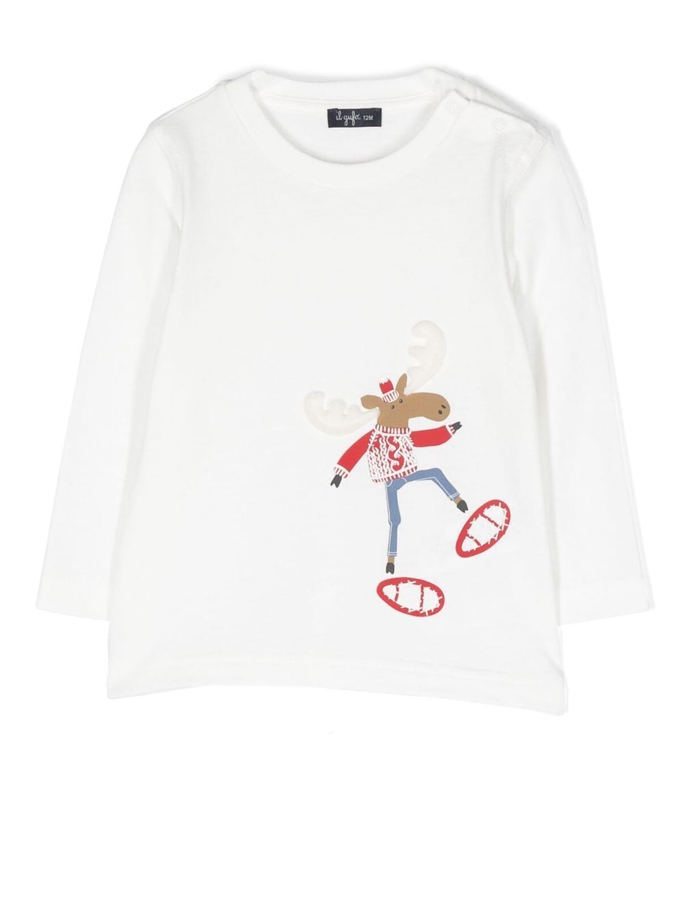 Il Gufo cotton reindeer-print T-shirt - White von Il Gufo