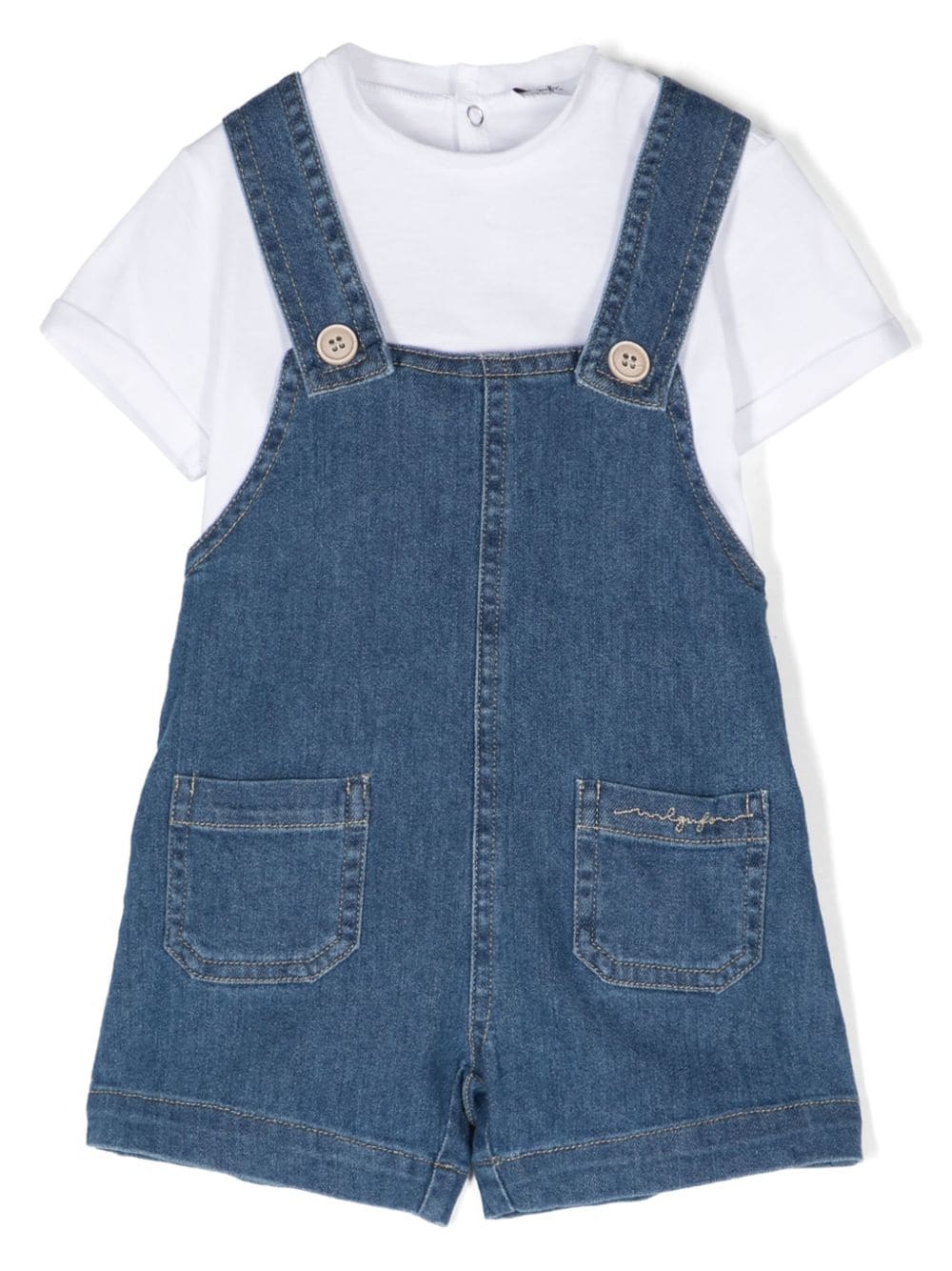 Il Gufo denim dungaree short set - Blue von Il Gufo