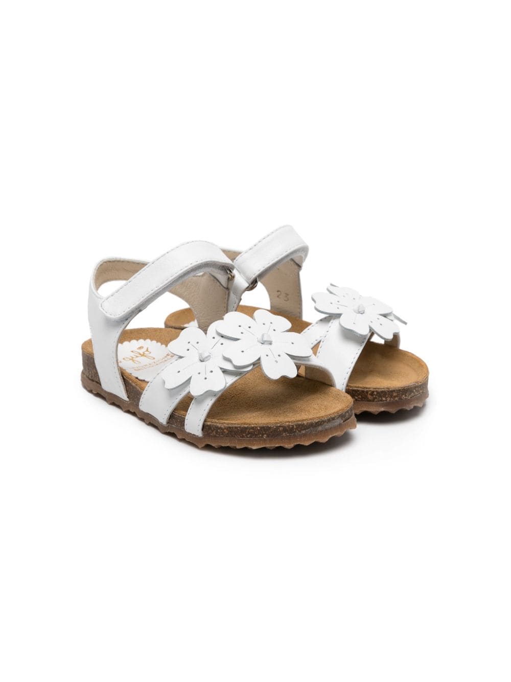 Il Gufo floral-appliqué leather sandals - White von Il Gufo