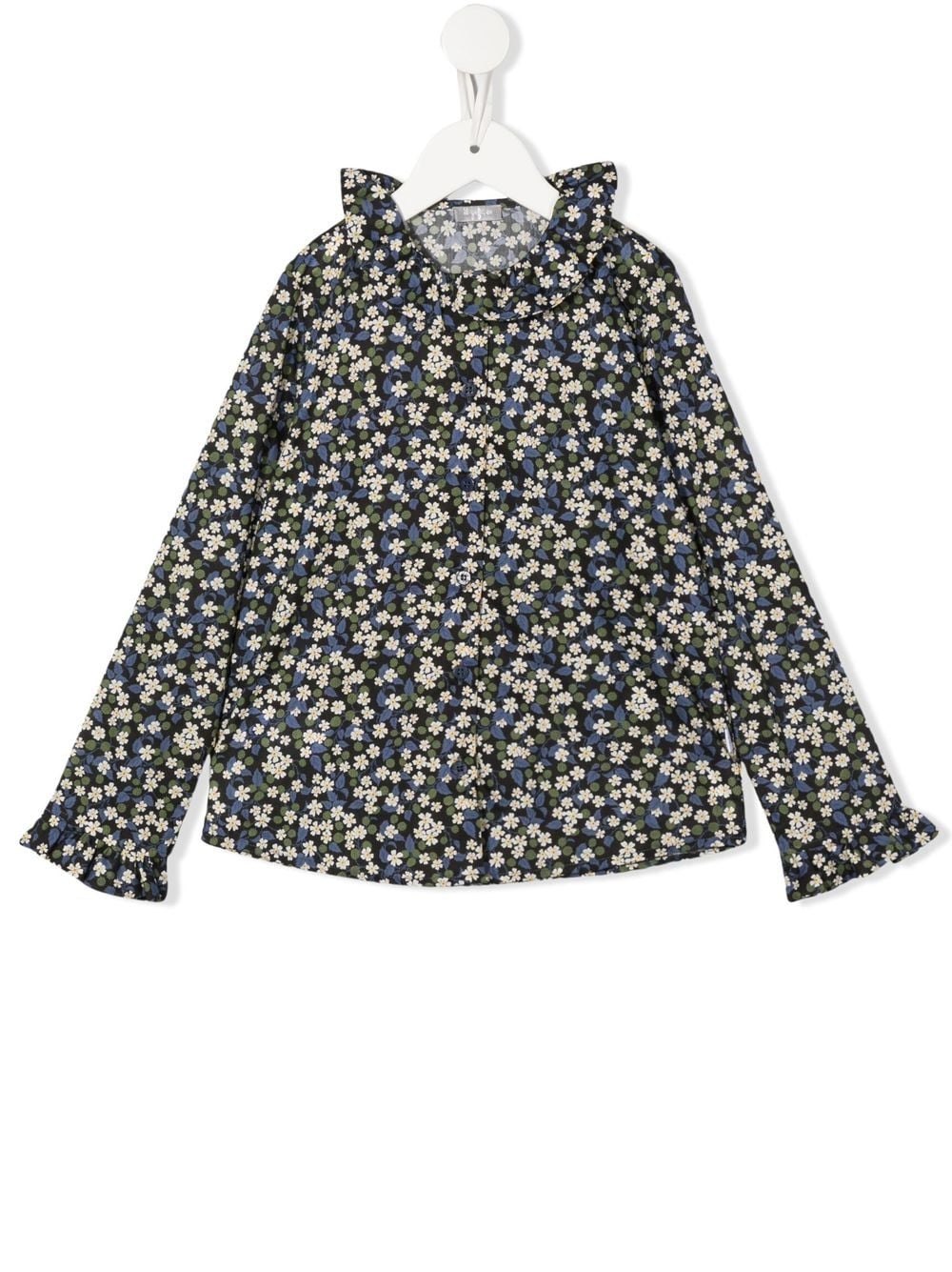 Il Gufo floral-print ruffle-collar shirt - Green von Il Gufo