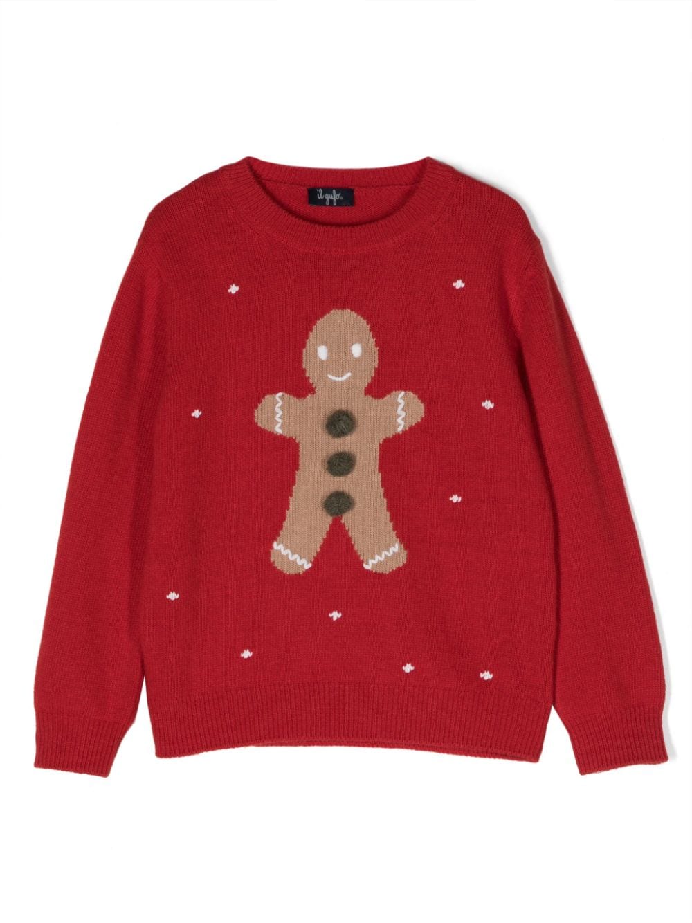 Il Gufo gingerbread-man intarsia-knit jumper - Red von Il Gufo
