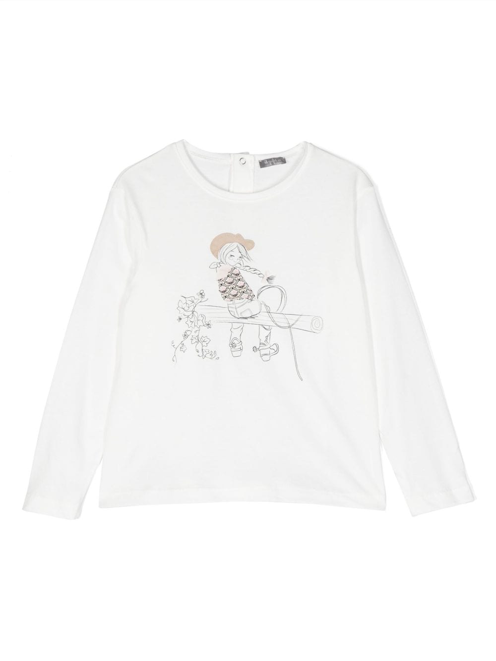 Il Gufo graphic-print long-sleeve top - White von Il Gufo