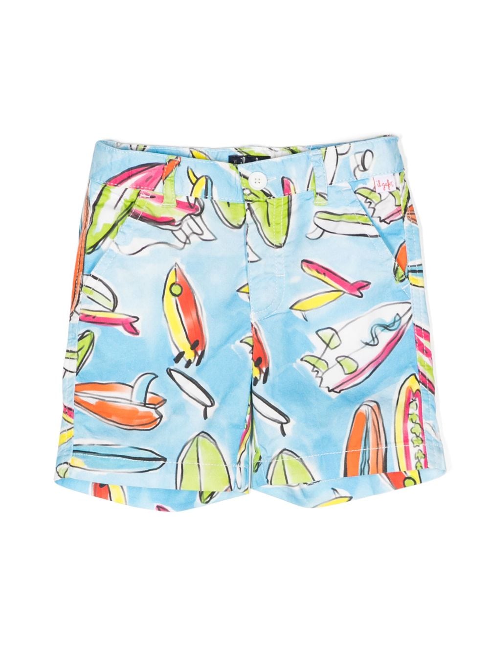 Il Gufo graphic-print stretch-cotton shorts - Blue von Il Gufo