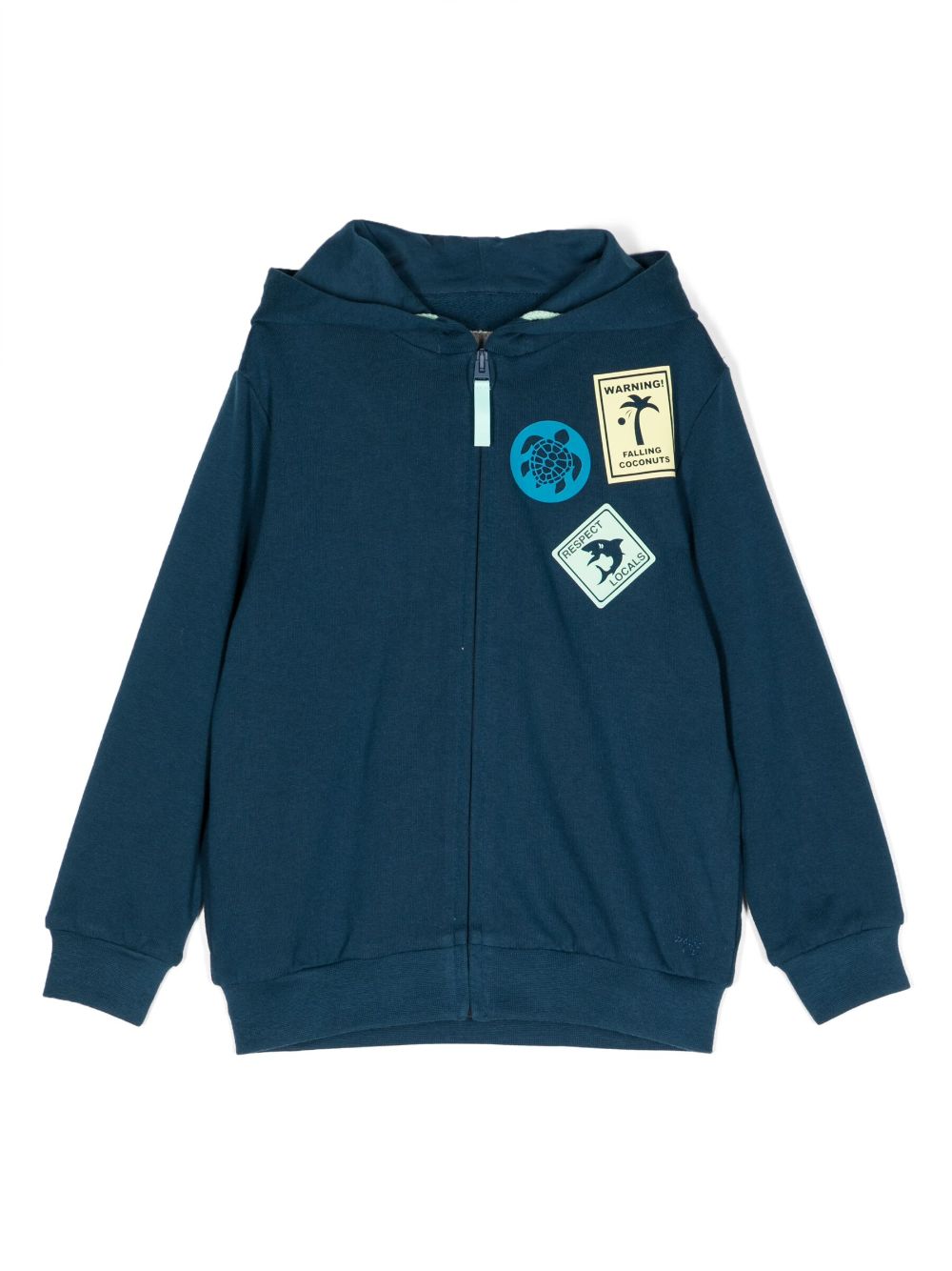 Il Gufo graphic-print zip-up cotton hoodie - Blue von Il Gufo