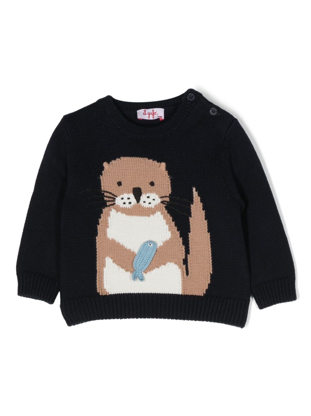 Il Gufo intarsia-knit cotton jumper - Blue von Il Gufo